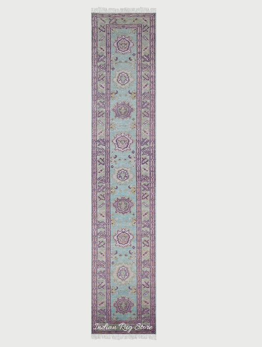 Oslo Multicolor Oushak Hand Knotted Wool Runner Rug