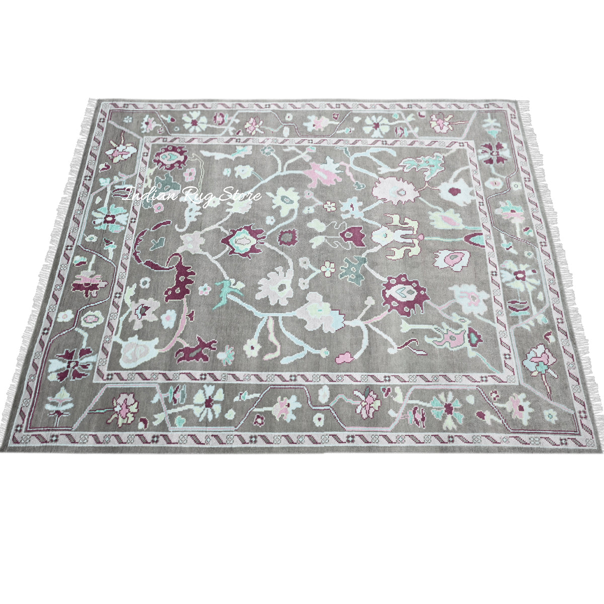 Multicolor Hand Knotted Modern Oushak Bedroom Wool Rug