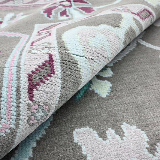 Tappeto moderno in lana Oushak annodato a mano grigio cenere per camera da letto IRSZ-103 Tappeto moderno in lana Oushak annodato a mano grigio cenere per camera da letto IRSZ-103