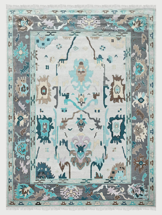 Handmade Natural Turkish Blue Wool Bedroom Area Rug