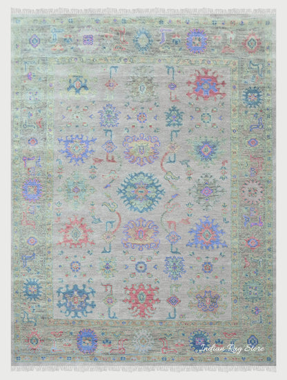 Bedroom Handmade Natural Wool Area Multicolor Rug