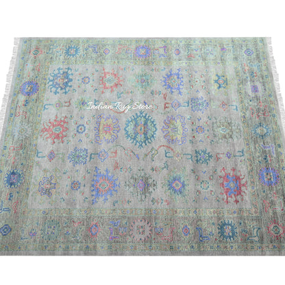 Bedroom Handmade Natural Wool Area Multicolor Rug