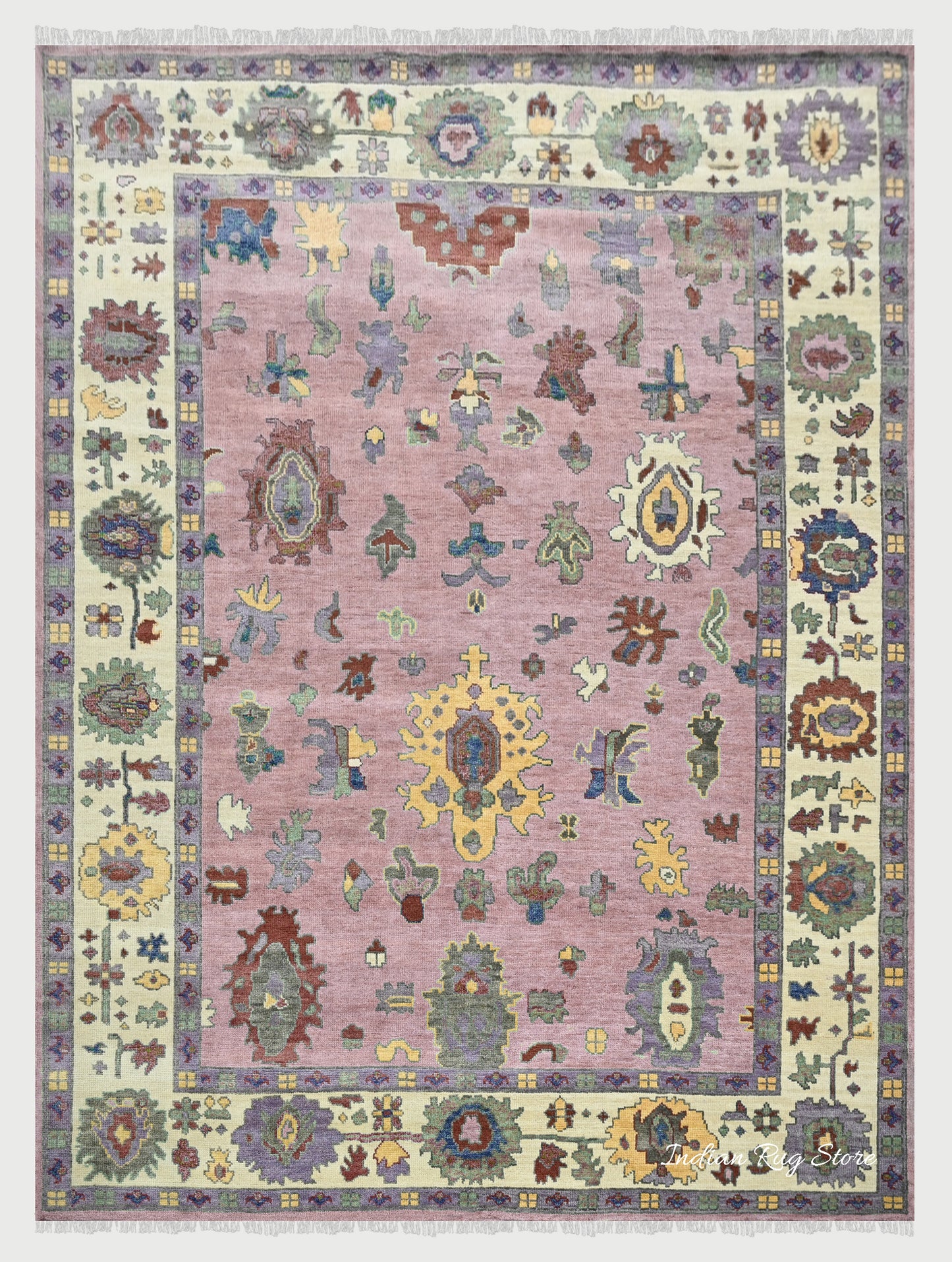 Hand Knotted Natural Multicolor Living Room Wool Rug