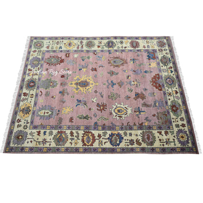 Hand Knotted Natural Multicolor Living Room Wool Rug