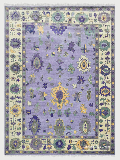 Living Room Hand Knotted wool Blue Multicolor Area Rug