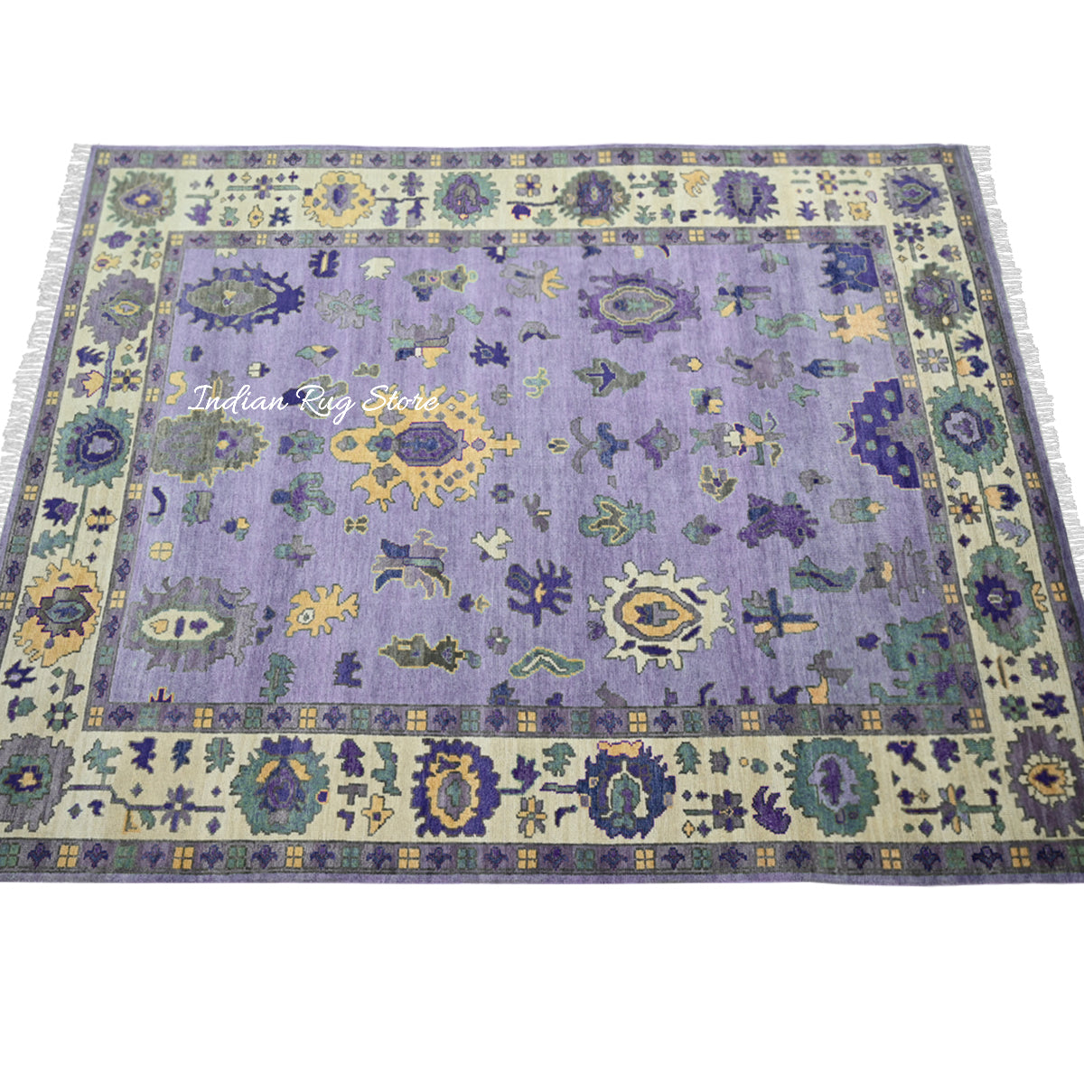 Living Room Hand Knotted wool Blue Multicolor Area Rug