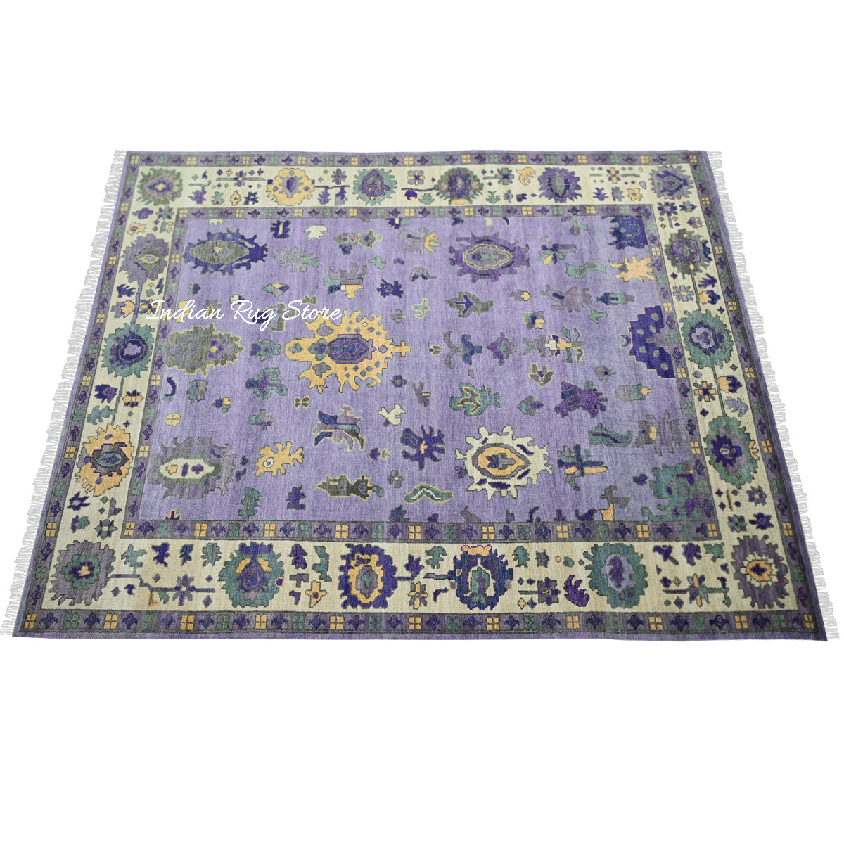 Living Room Hand Knotted wool Blue Multicolor Area Rug