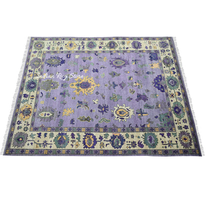 Living Room Hand Knotted wool Blue Multicolor Area Rug