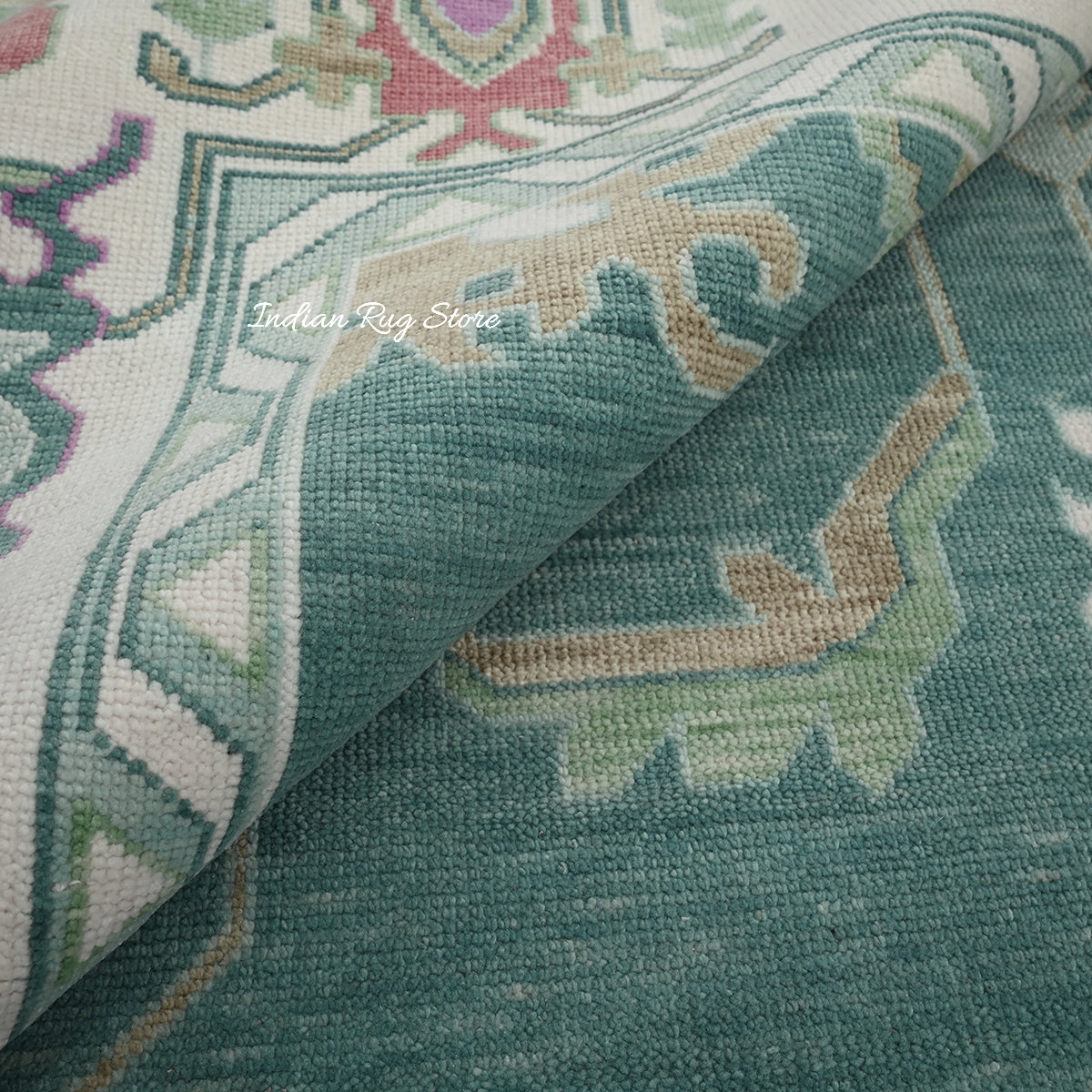 Hand Knotted Green Modern Oushak For Home Decor Wool Rug