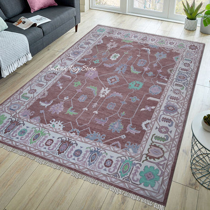 Hand Knotted Modern Oushak Home Decor Wool Rug