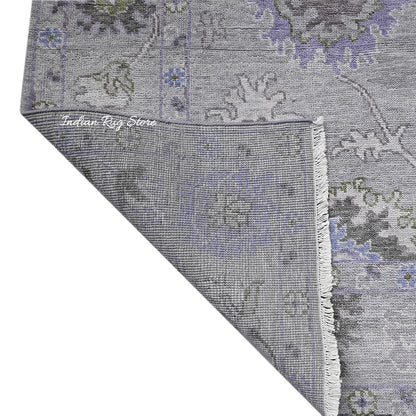 Modern Oushak Purple Hand Knotted Bed Room Wool Rug