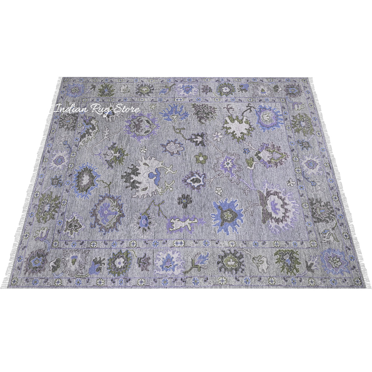 Modern Oushak Purple Hand Knotted Bed Room Wool Rug