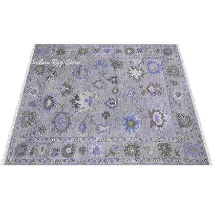 Modern Oushak Purple Hand Knotted Bed Room Wool Rug