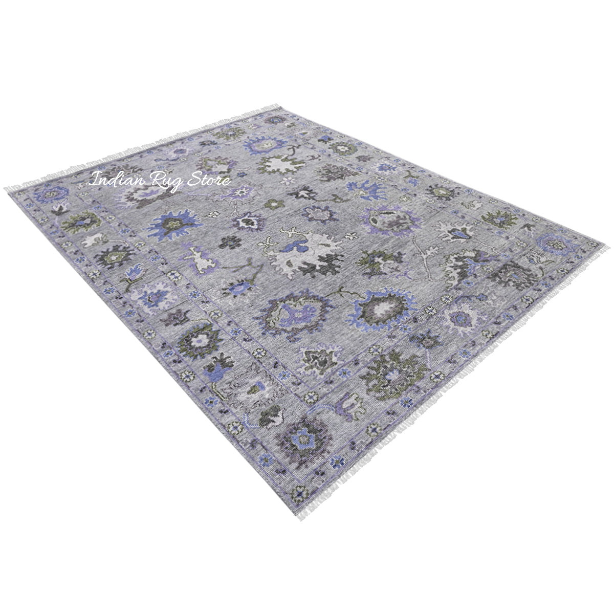 Modern Oushak Purple Hand Knotted Bed Room Wool Rug