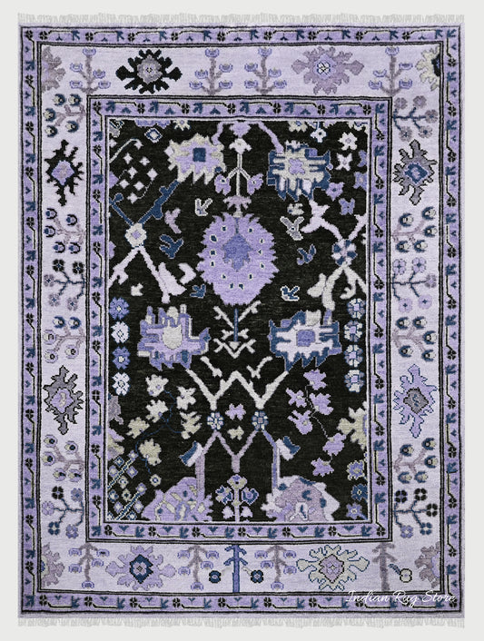 Beautiful Oushak Medium Purple Hand Knotted Wool Rug