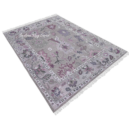 Modern Oushak Floral Hand Knotted Floor Area Wool Rug