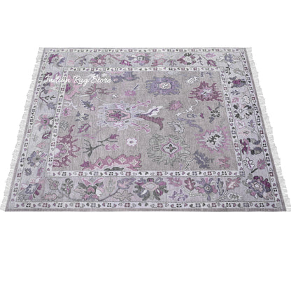 Modern Oushak Floral Hand Knotted Floor Area Wool Rug