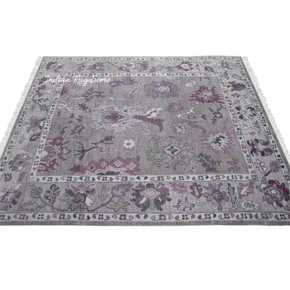 Modern Oushak Floral Hand Knotted Floor Area Wool Rug