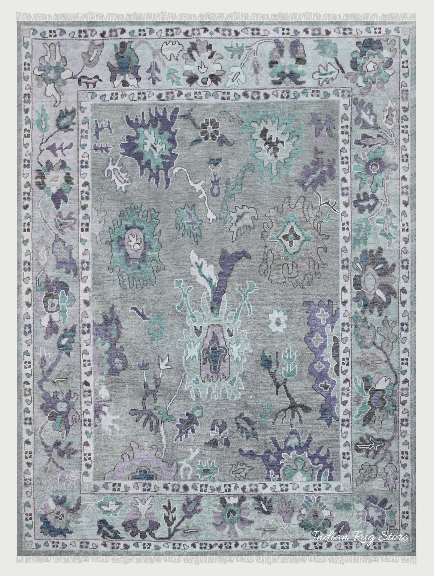 Indian Hand Knotted Modern Oushak Trendy Wool Rug