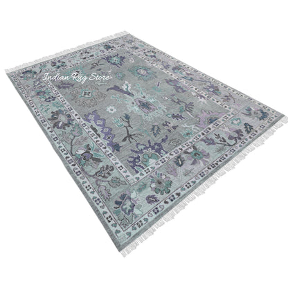 Indian Hand Knotted Modern Oushak Trendy Wool Rug