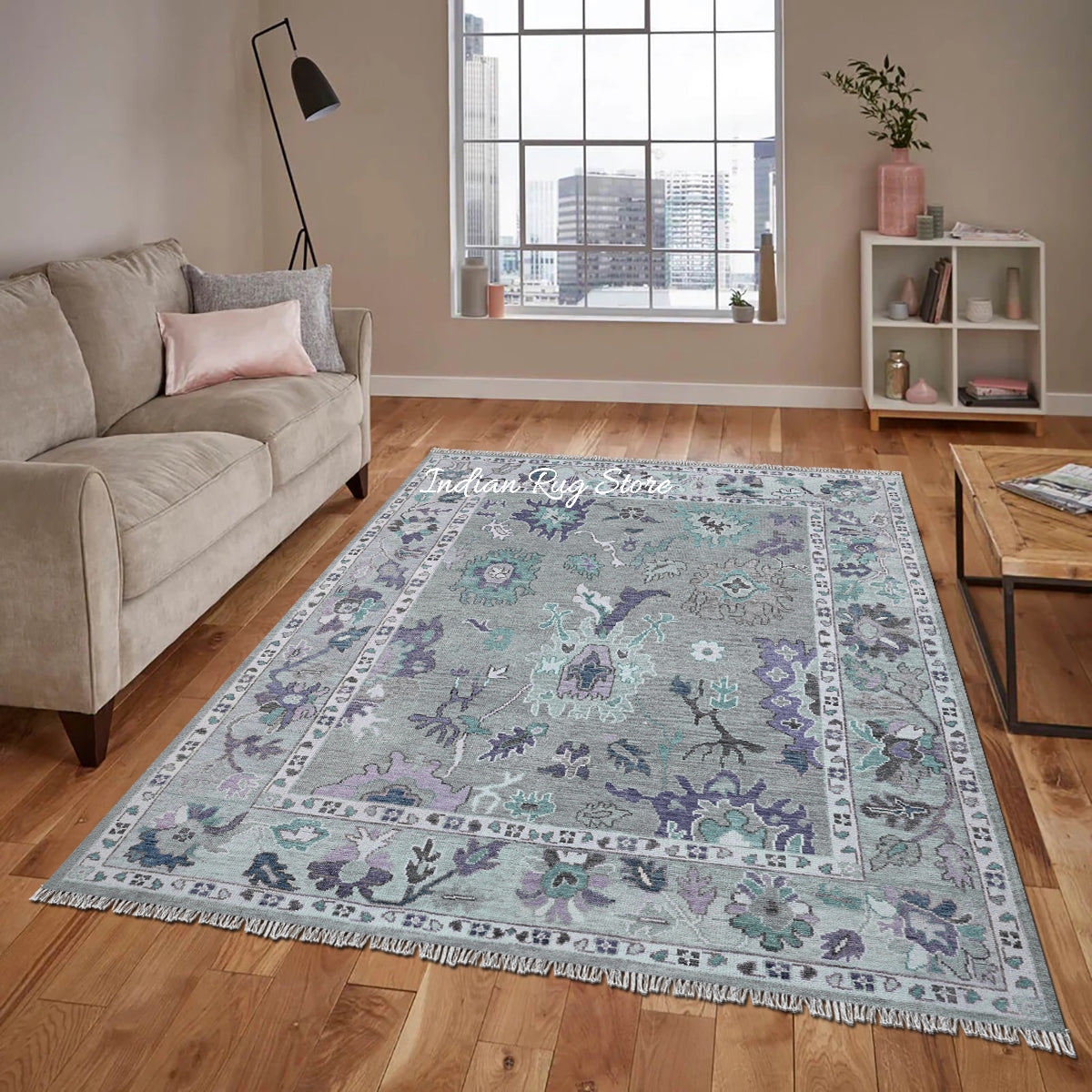 Indian Hand Knotted Modern Oushak Trendy Wool Rug