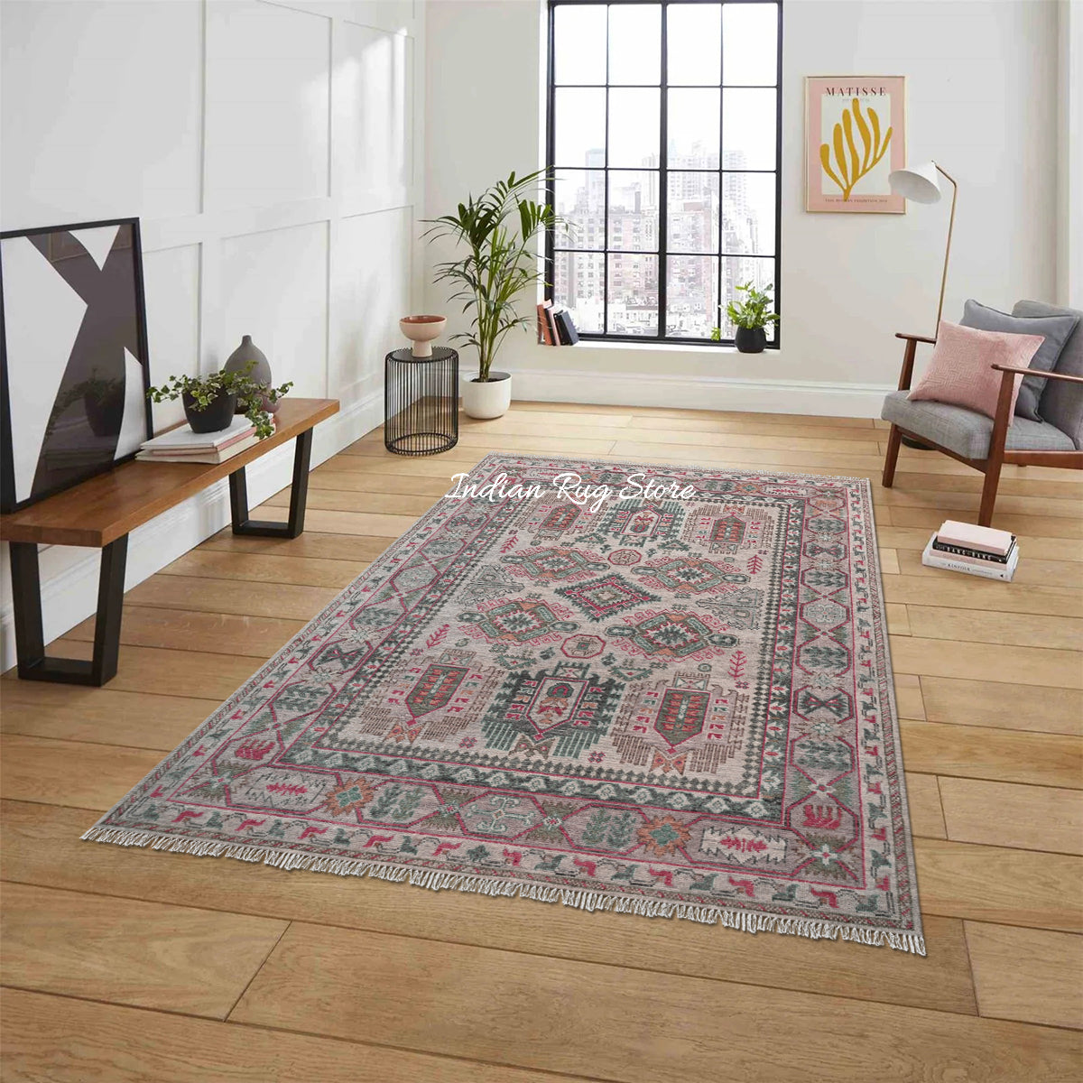 Indian Hand Knotted Modern Oushak Trendy Wool Rug