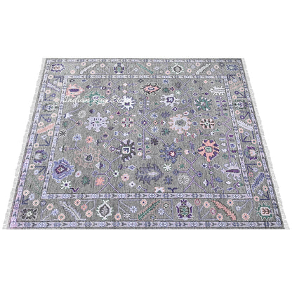 Beautiful Oushak Medium Gray Hand Knotted Wool Rug