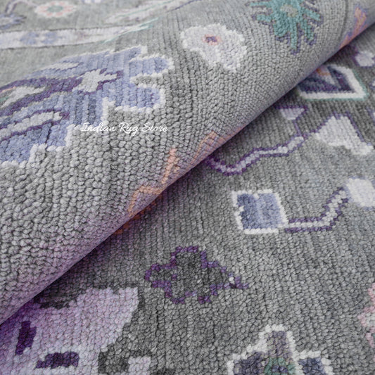 Hermosa alfombra de lana anudada a mano de color gris medio Oushak para decoración de pared IRSZ-112 Hermosa alfombra de lana anudada a mano de color gris medio Oushak para decoración de pared IRSZ-112