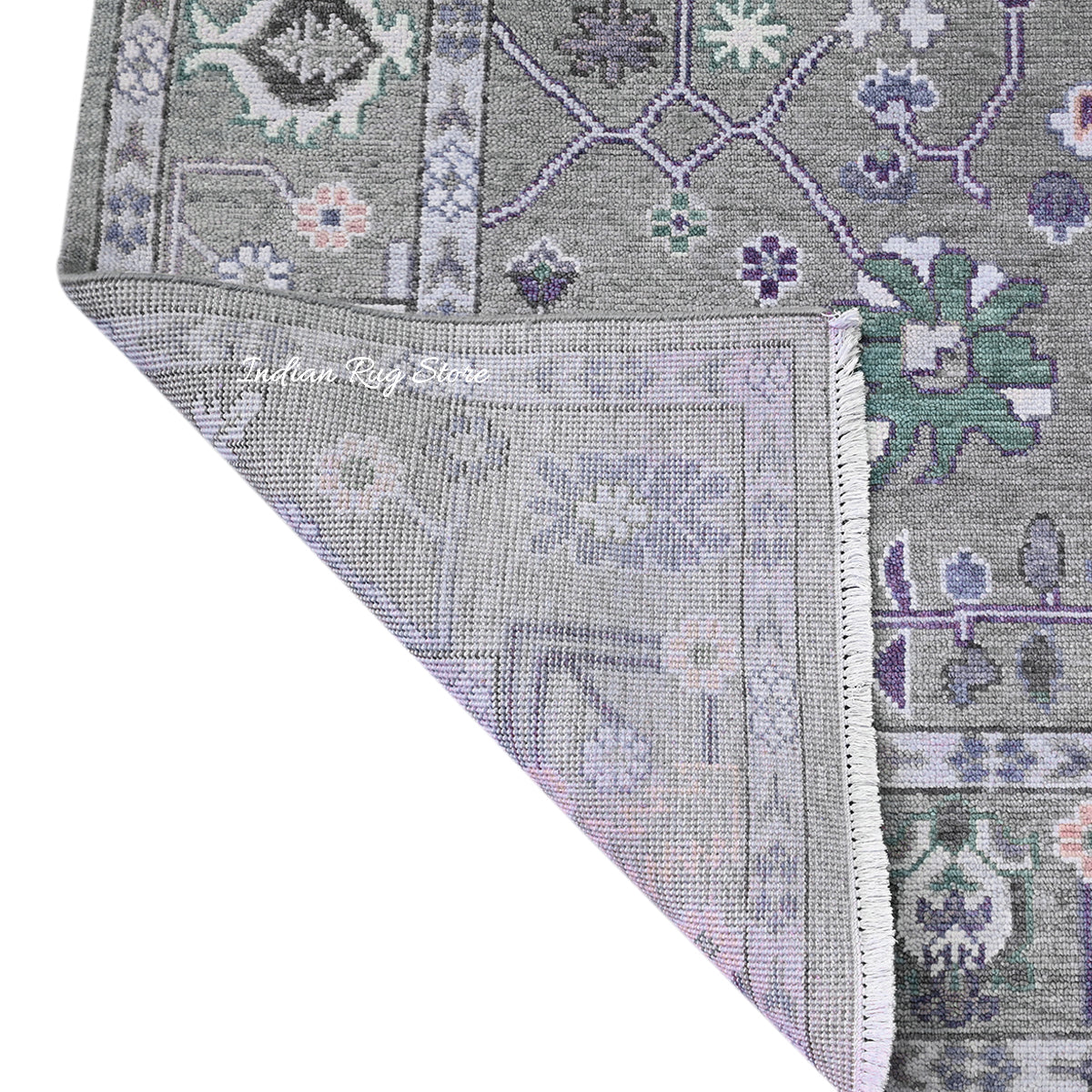 Beautiful Oushak Medium Gray Hand Knotted Wool Rug