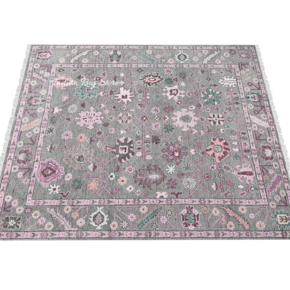 Indian Hand Knotted Multicolor Oushak Large Area Wool Rug