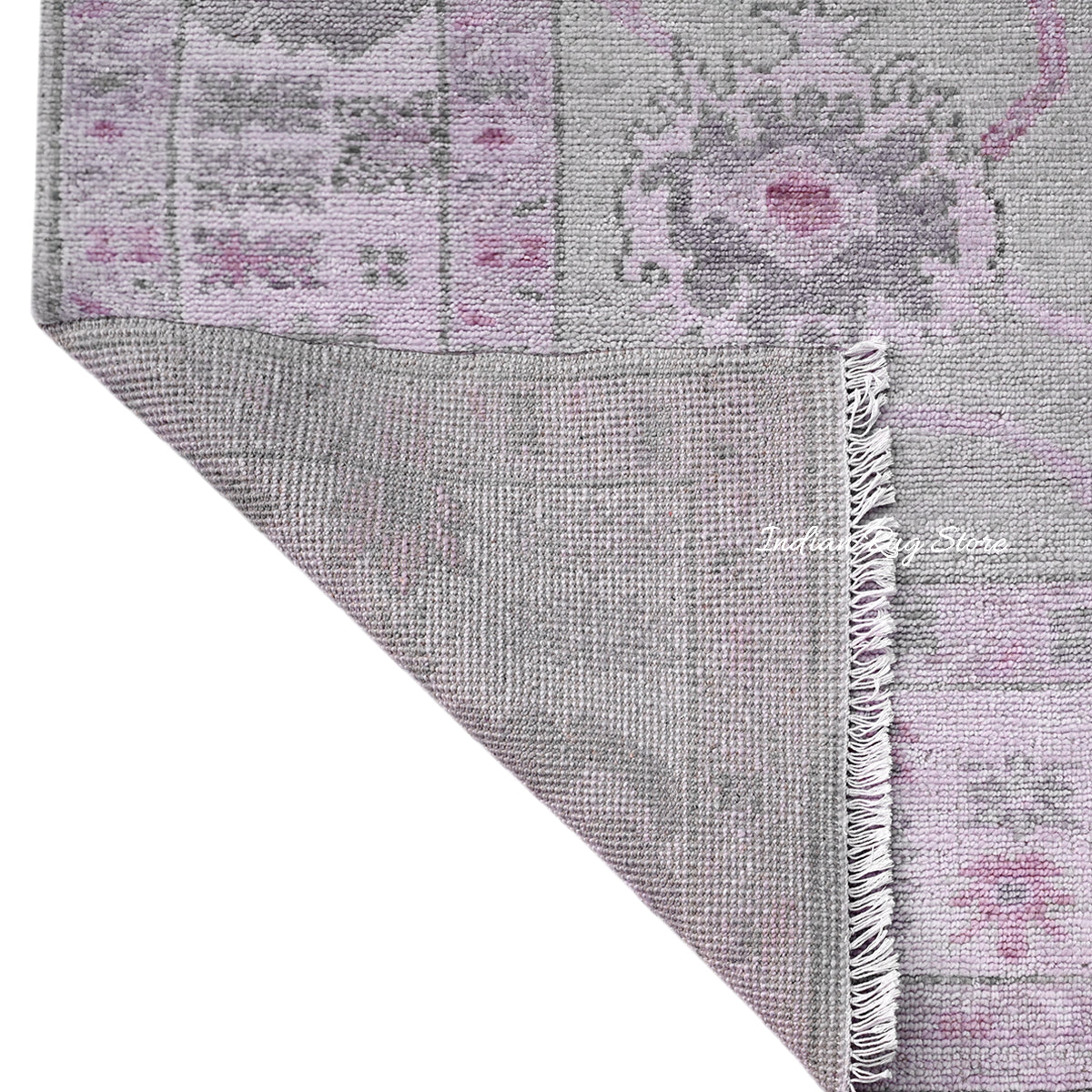 Natural Light Pink Oushak Hand Knotted Wool Rug