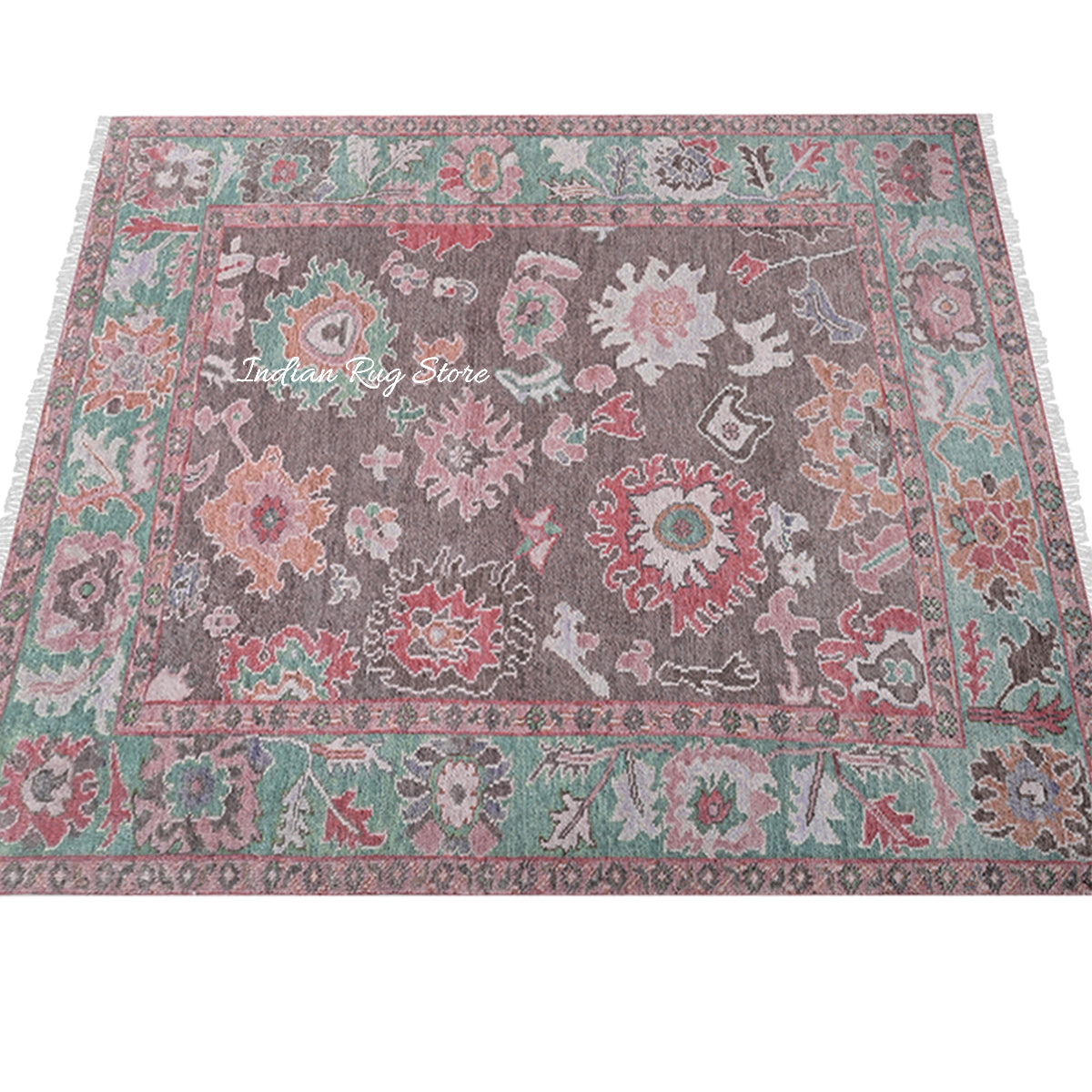 Modern Oushak Multicolor Hand Knotted Bed Room Wool Rug