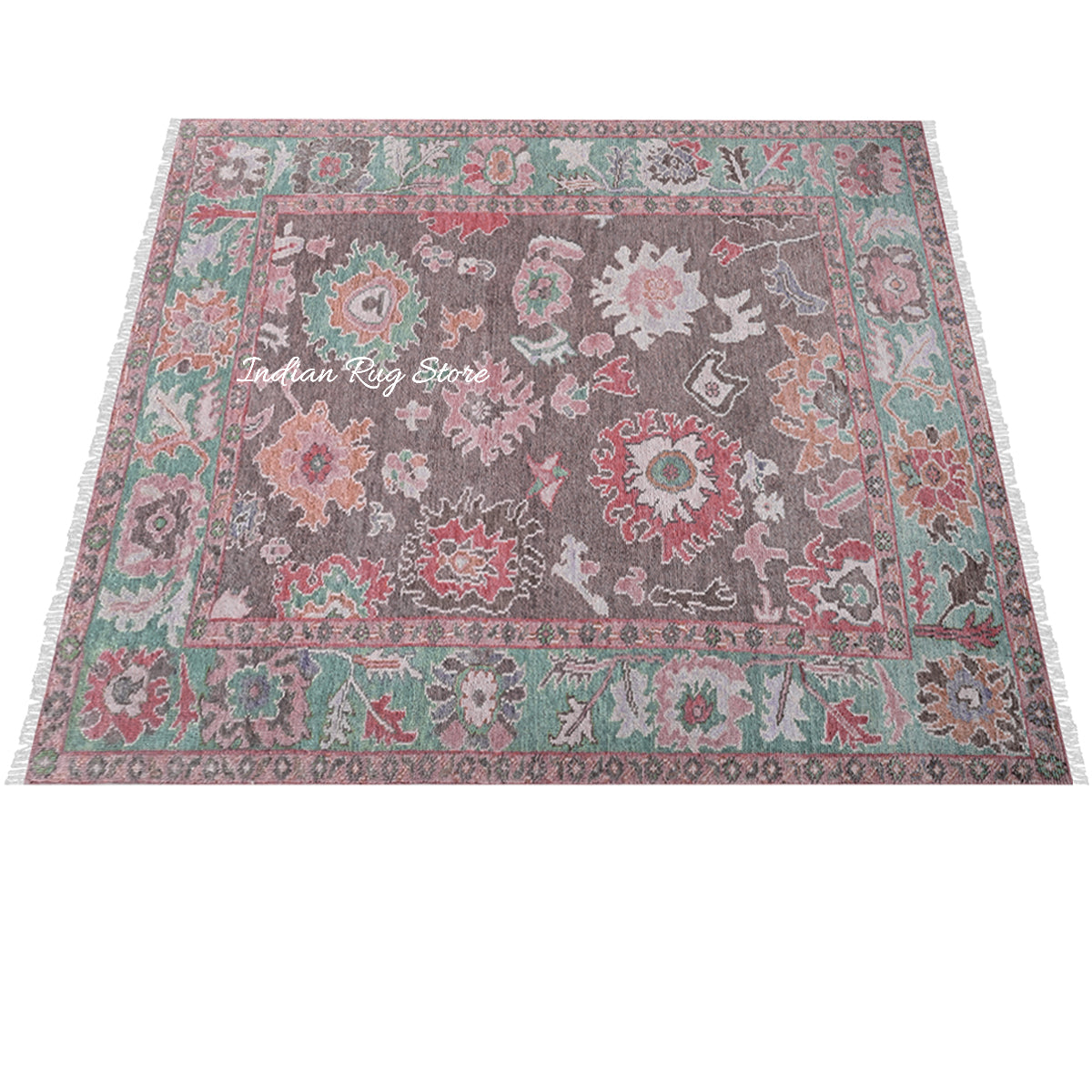 Modern Oushak Multicolor Hand Knotted Bed Room Wool Rug