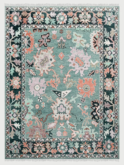 Indian Hand Knotted Modern Oushak Luxurious Wool Rug