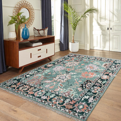 Indian Hand Knotted Modern Oushak Luxurious Wool Rug