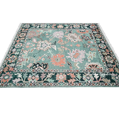 Indian Hand Knotted Modern Oushak Luxurious Wool Rug