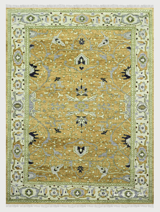 Hand Knotted Modern Oushak Area Wool Rug