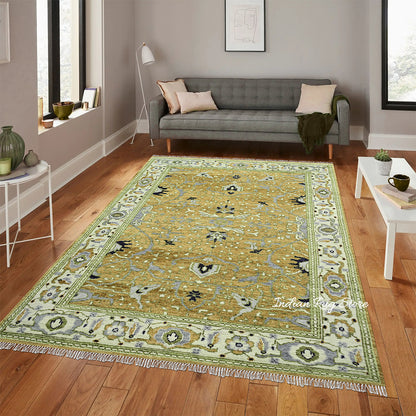 Hand Knotted Modern Oushak Area Wool Rug