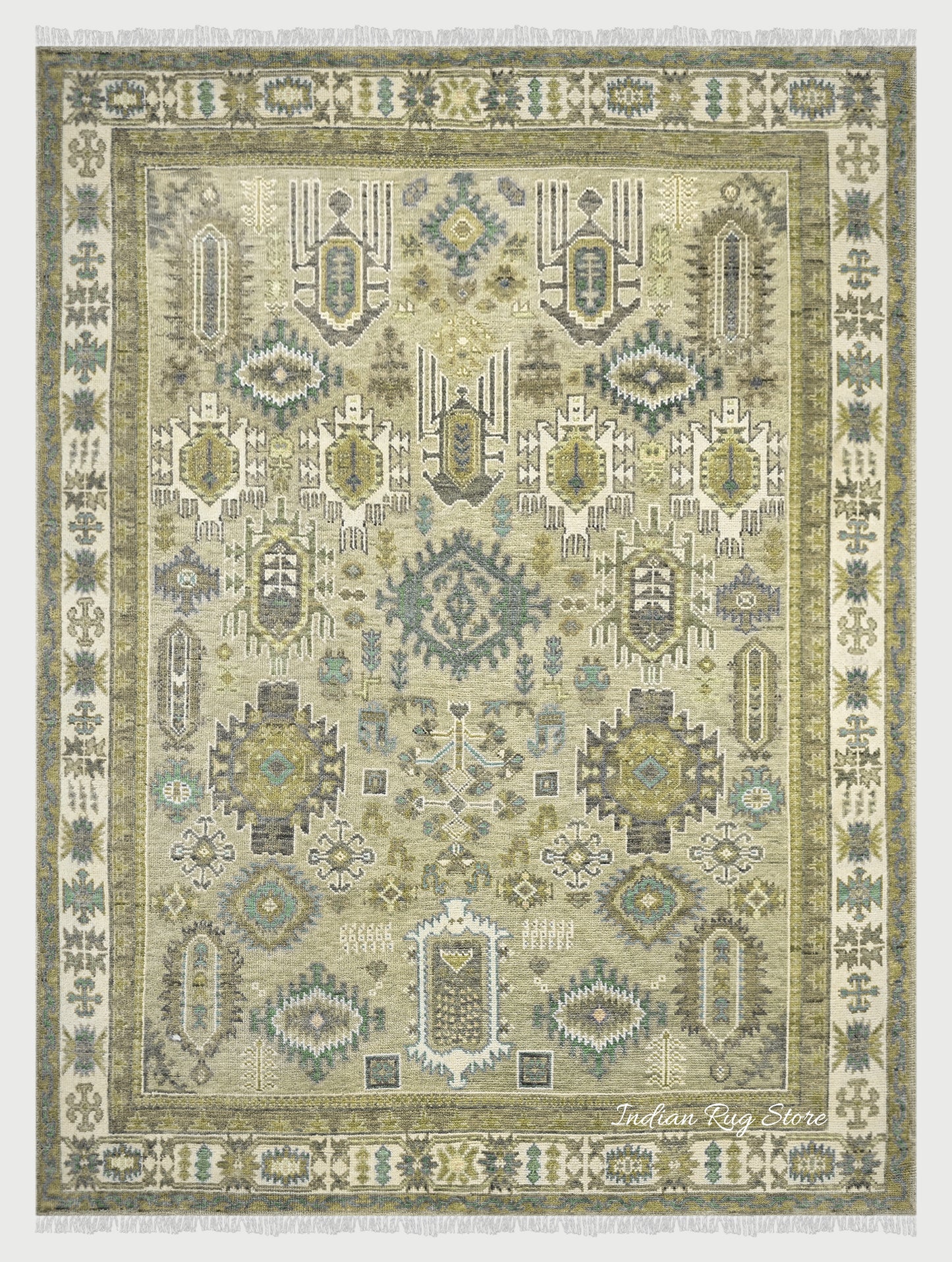 Natural Hand Knotted Oushak Home Decor Wool Rug