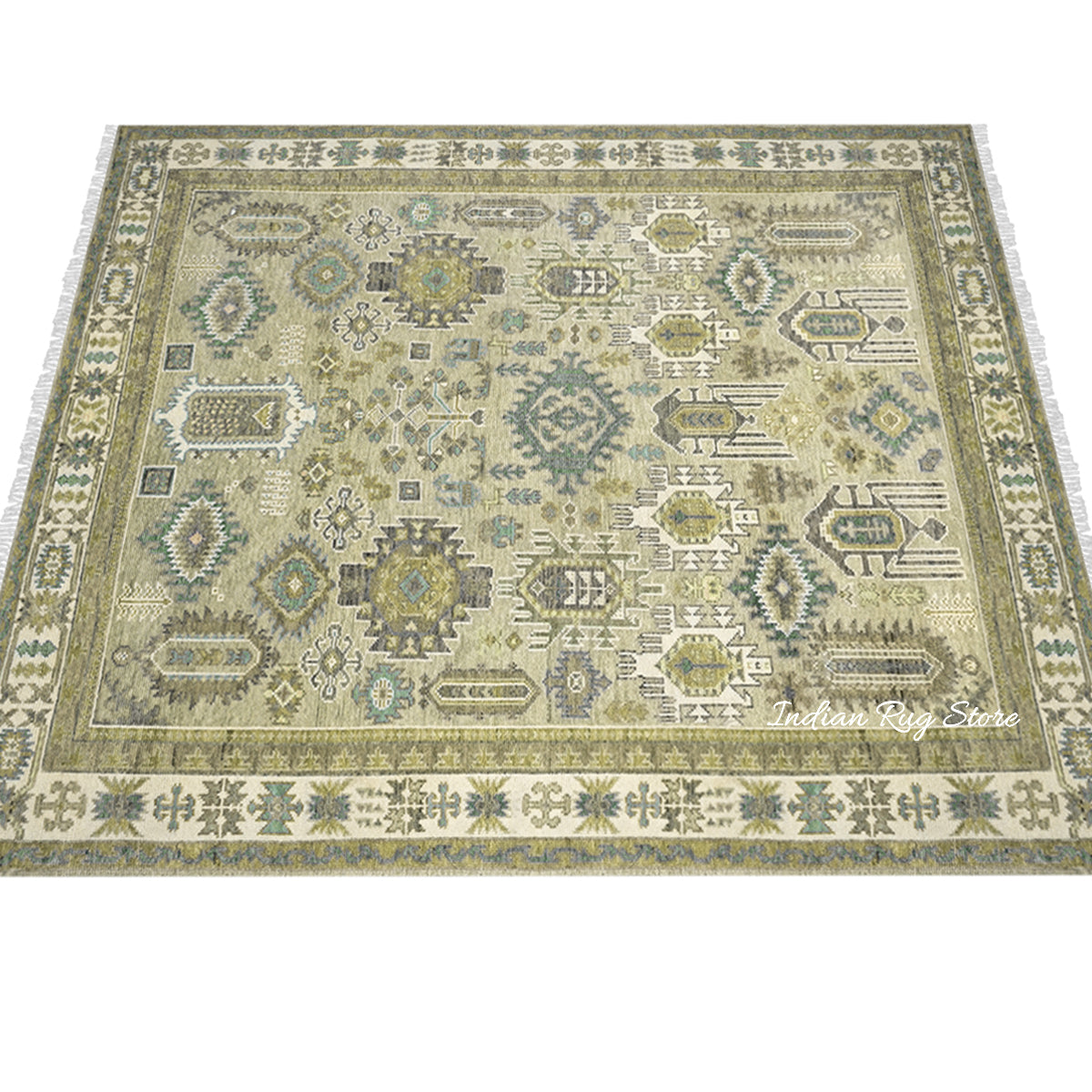 Natural Hand Knotted Oushak Home Decor Wool Rug