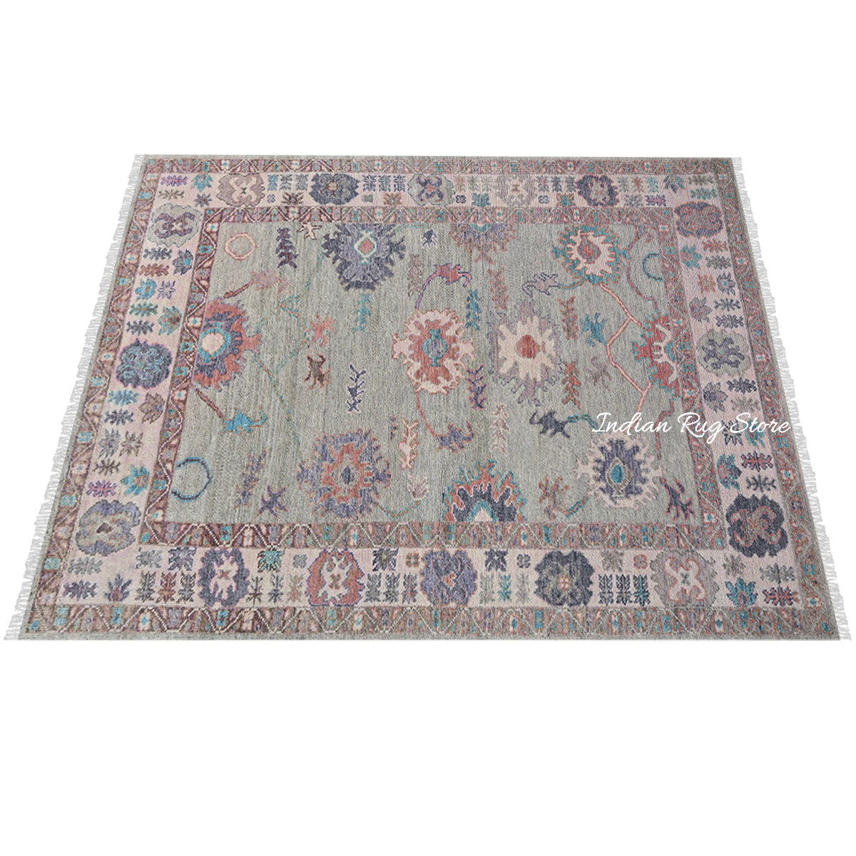 Modern Oushak Hand Knotted Gray Large Area Wool Rug