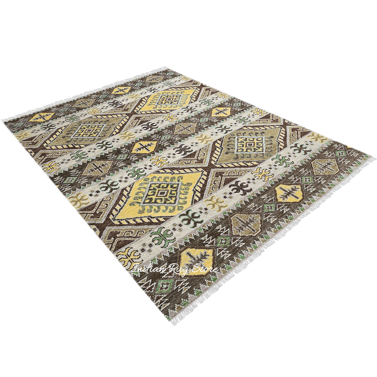 Modern Oushak Hand Knotted Multicolor Design Wool Rug