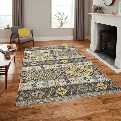 Modern Oushak Hand Knotted Multicolor Design Wool Rug