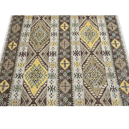 Modern Oushak Hand Knotted Multicolor Design Wool Rug