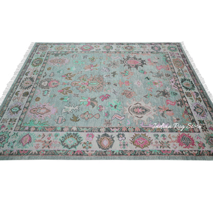 Indian Modern Oushak Hand Knotted Wool Area Rug