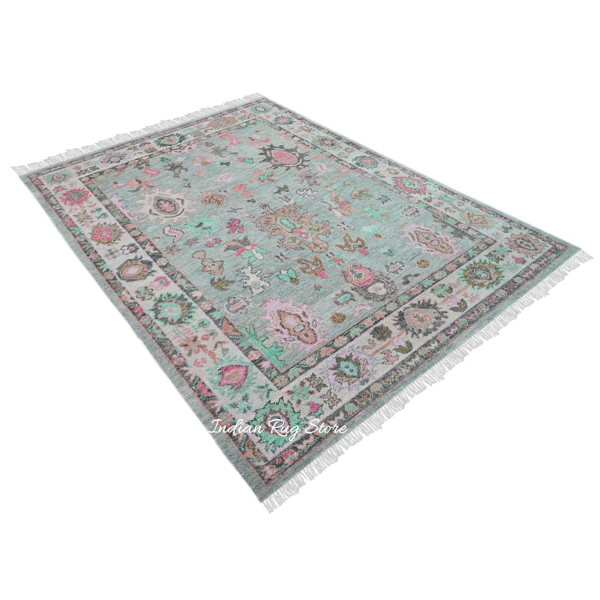 Indian Modern Oushak Hand Knotted Wool Area Rug