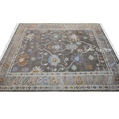 Hand Knotted Multicolor Modern Oushak Wool Rug