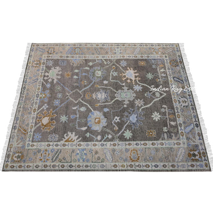 Hand Knotted Multicolor Modern Oushak Wool Rug