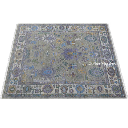 Hand Knotted Multicolor Modern Oushak Wool Rug