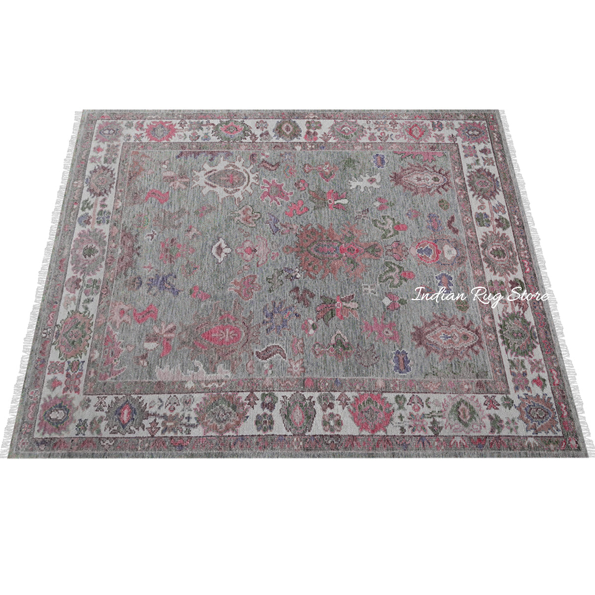 Multicolor Modern Oushak Hand Knotted Wool Area Rug